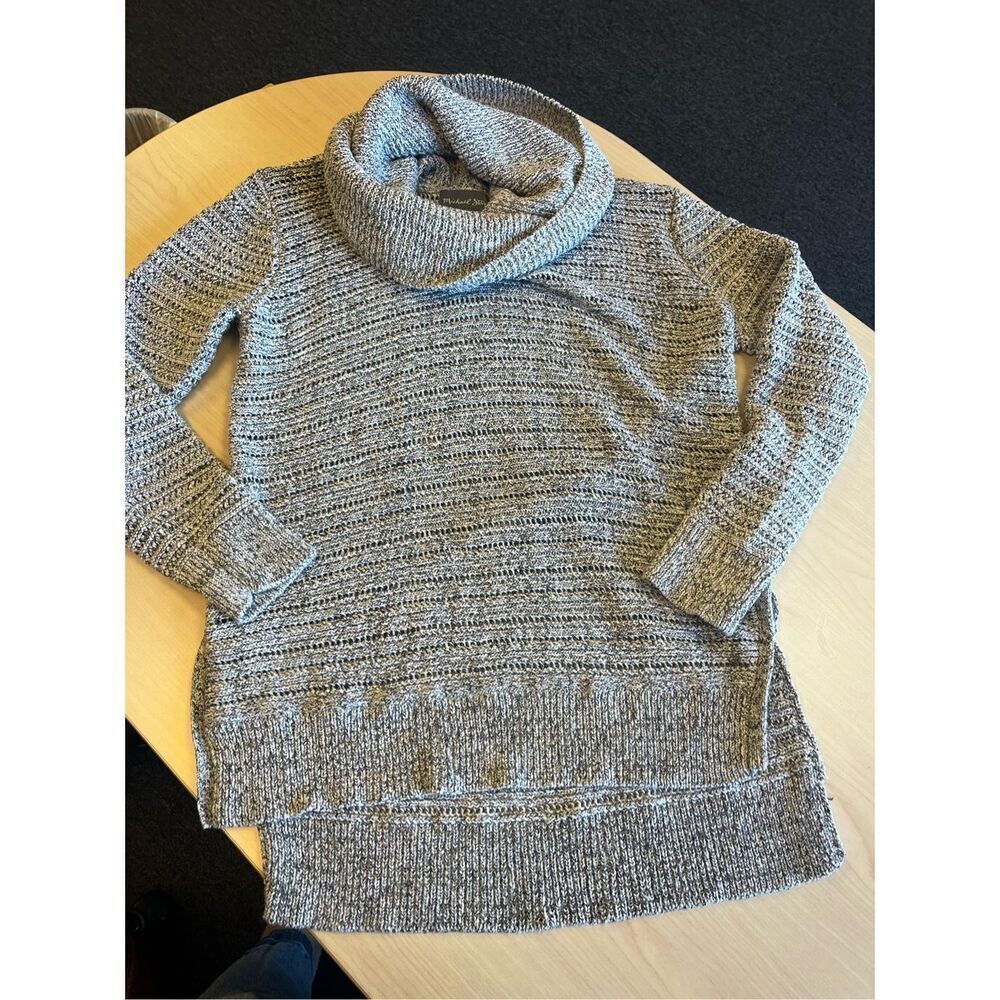 Michael Stars Gray Open Knit Cow Neck Tunic Sweater sz L NWOT